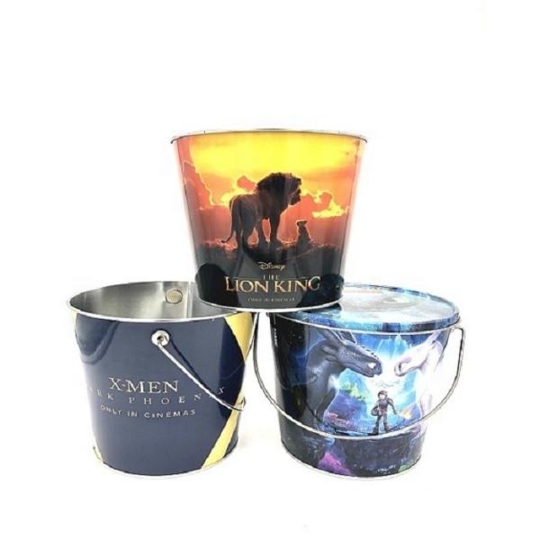 DADI Custom Printing Tinplate Metal Popcorn Bucket Tin With Lid and Handle