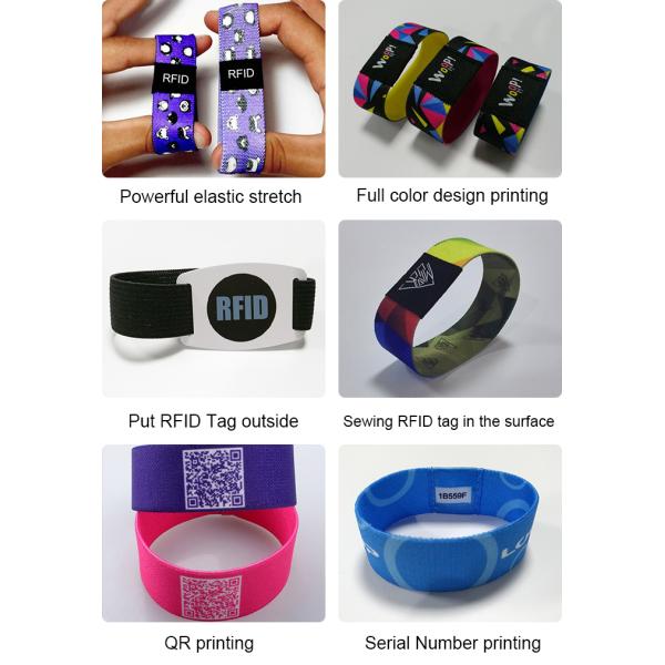 Elastic Fabric RFID NFC Bracelet , Stretch Woven RFID Wristband Reusable 213