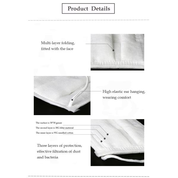 White Color Disposable Earloop Face Mask Superfine Fiber Material Anti Pollution