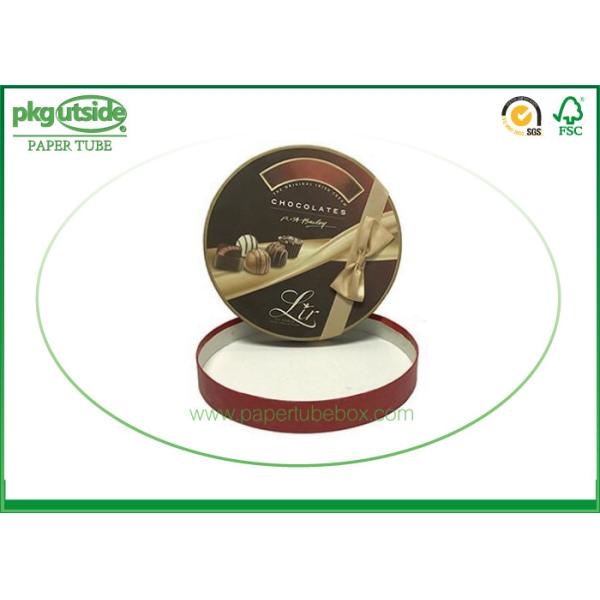 Custom Cardboard Round Chocolate Box Metal Color Printing Elegant Design