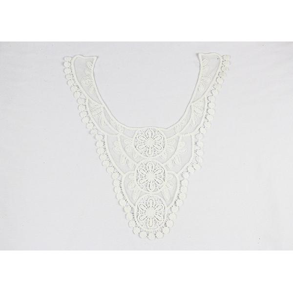 White Lace Flower Appliques Collar With Cotton Water Soluble Nylon Embroidered
