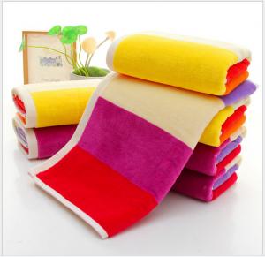 China 35*75cm  420gsm  color bar face towel  cut pile super soft towel face towel on sale