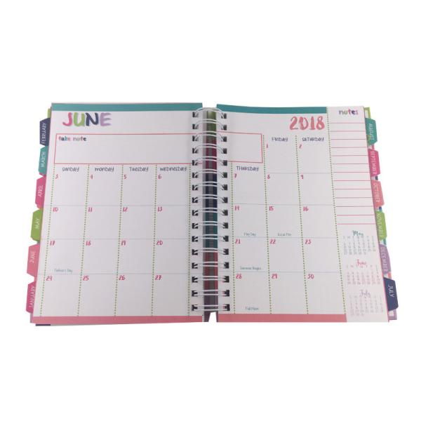 Hardcover Spiral Planners Printing Custom Journal Notebooks With Tabs