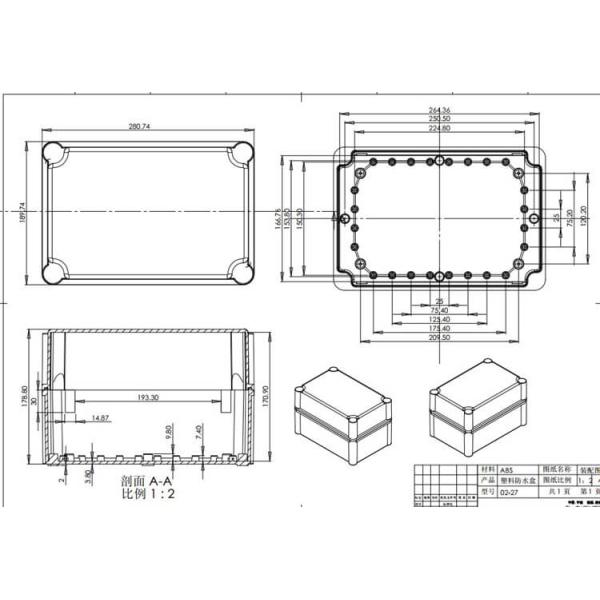 Din Rail 280x190x180mm Waterproof Plastic Enclosure Box