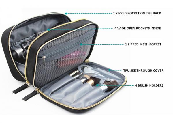 2 Main Compartments Waterproof Polyester Makeup Bag