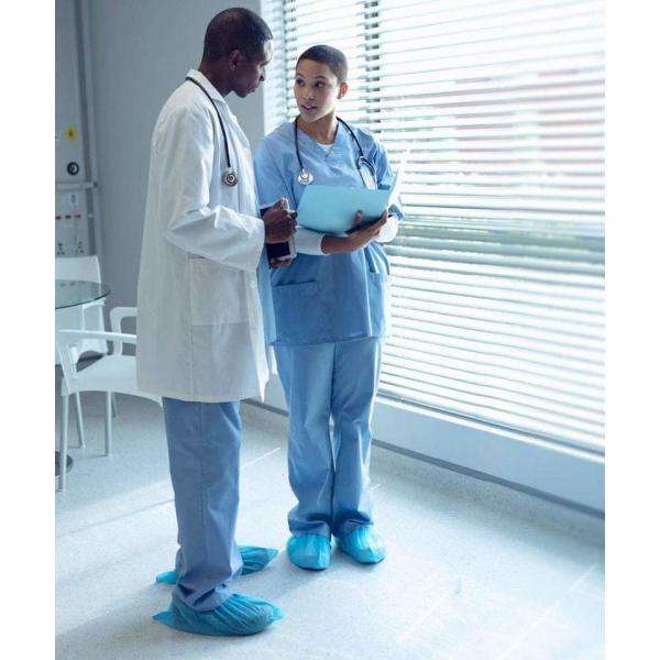 Non Woven Plastic Pp Pe Blue Protection Shoe Covers Cpe Waterproof Medical Anti Slip Disposable Shoe Cover For Hospital