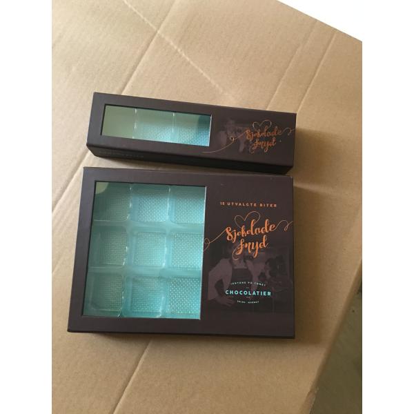 Handmade paper gift box food degree rigid cardboard chocolate box with clear PVC Window