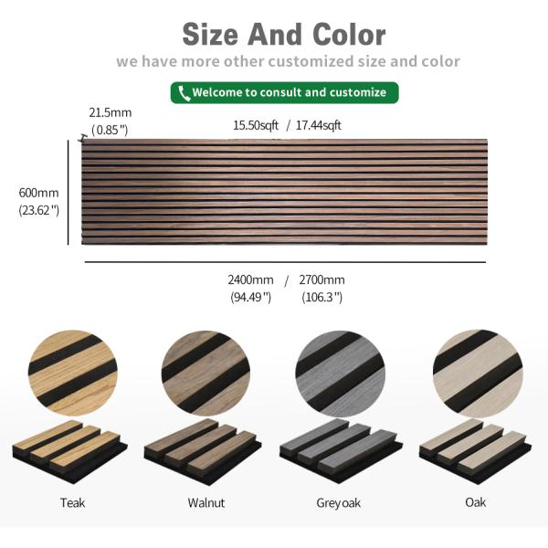 Wood MDF Composited Acoustic Wall Aku Panel Acoustic Wooden Slat Wall Panels
