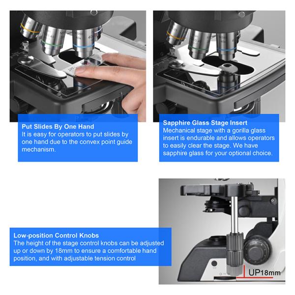 OPTO EDU A16.1093-L Trinocular LED Upright Fluorescent Light Microscope Semi Auto