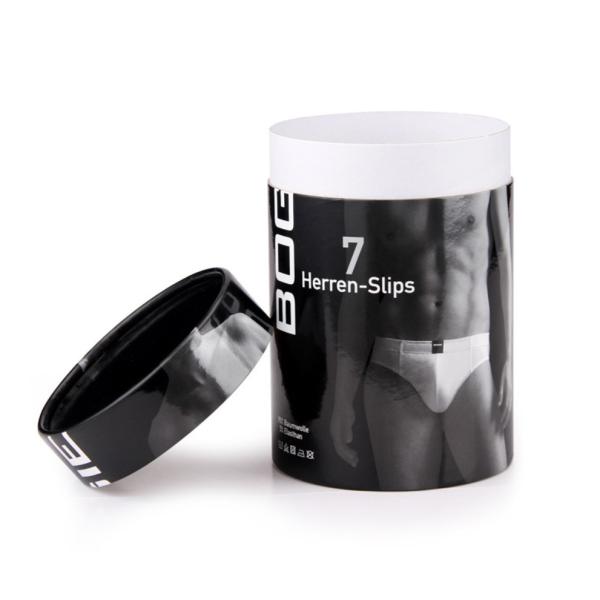 SGS Cylinder Kraft Box Underwear Packaging Box Embossed Debossed Surface