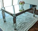 Glass Mirrored Dining Table Luxury Design Strong Wood Legs 76cm Height