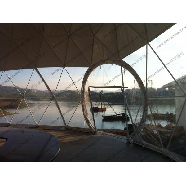 Temporary Strong Geodesic Dome Tent , Dome Shaped Tent With White PVC Roof Cover