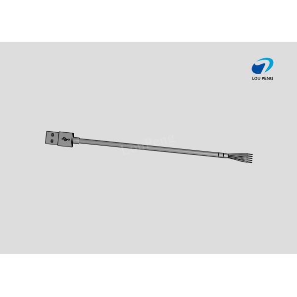 USB Cable Assemblies, USB 4-Position Plug, AM to Tin sealing wire, Single-Ended, Standard, 28AWG Wire Size, Black