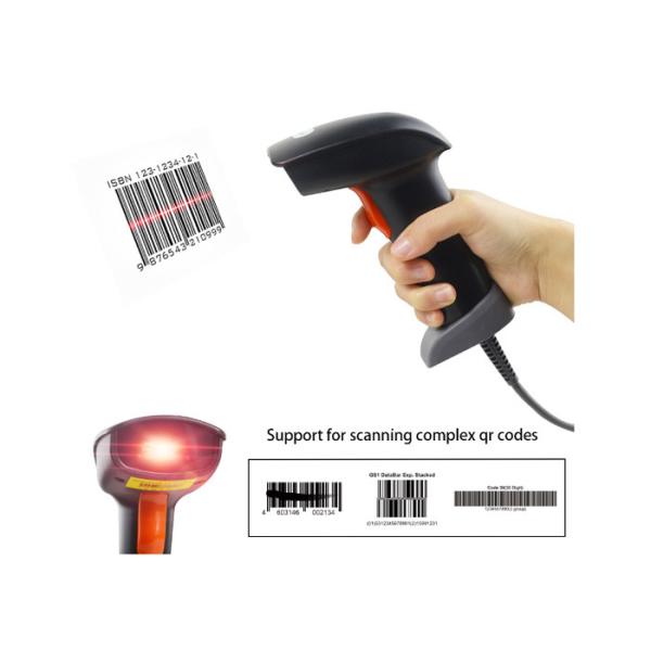 1D 2D Hands Free QR Barcode Scanner For PC Phone Tablet
