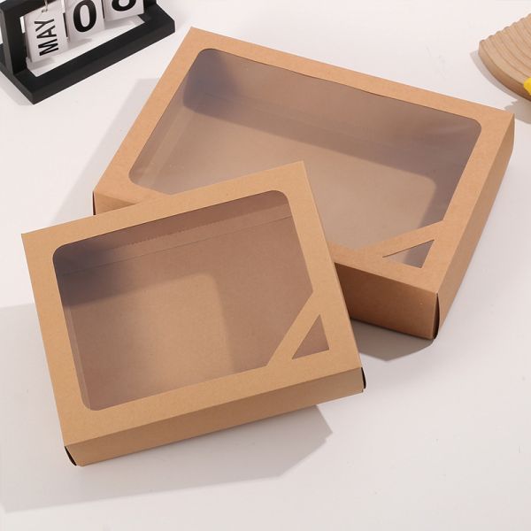 Kraft Paper Gift Box with Transparent Window Custom Logo Ideal for Towels