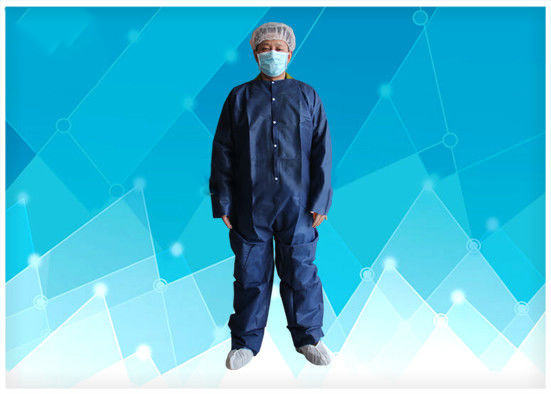 Economical Waterproof Disposable Coveralls , Blue Disposable Coveralls