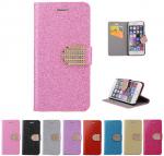 Glitter PU leather wallet Case For iPhone 4 5s 6 plus 7 SAMSUNG galaxy s5 s4 S6