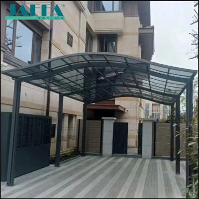 Custom Curved Acrylic Terrace Canopy, Outdoor Lighting Sunshade for Villa Courtyard, Polycarbonate Carport Shelter