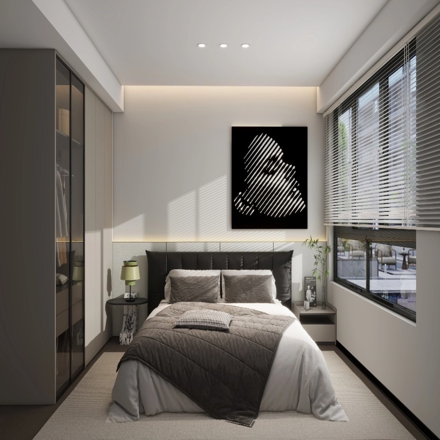 Italian Minimalist Light Wood & Dark Gray Whole House Custom Cabinet
