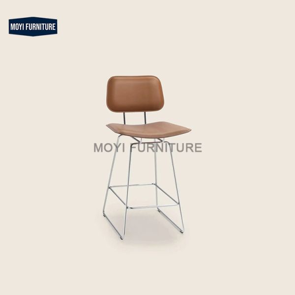 MOYI Modern Metal Frame Plastic Backrest bar Stool Restaurant Cafe Bistro bar Stainless Steel bar Chair Furniture