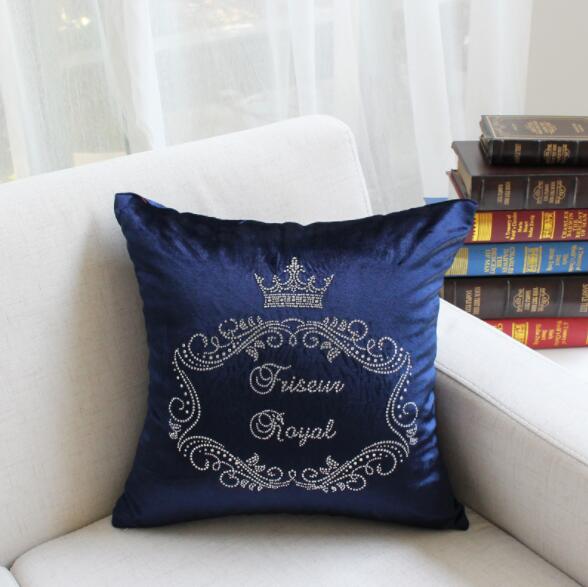 Custom Logo 3 Colors Soft Velvet Cushion Cover With Diamond Square Pillowcase