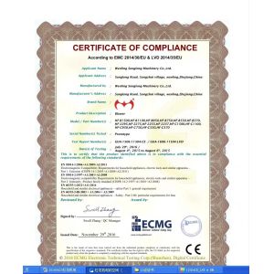 Wenling City HongFu Machinery Co.,Ltd Certifications