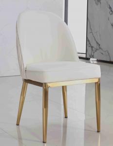  White Velvet Fabric Padded Dining Room Chairs Simple Series Gold Stainless Steel Frame Manufactures