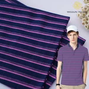  Soft Pure Cotton Plain Weave Striped Material Fabric For Polo Shirt Skin Friendly Manufactures