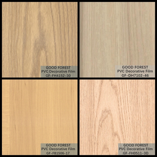 OEM Grain Wood PVC Film Blister Decorative Light Yellow Color Type