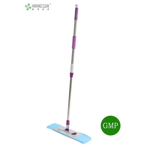 Cleanroom Mop Removable Replaceable Microfiber Stainless Steel in Pharmaceutical Workshop