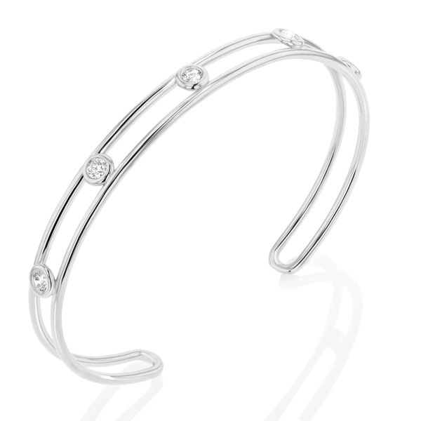 Platinum Diamond Cubic Zirconia Cuff Bracelet Width 6mm CZ Cuff Bracelet