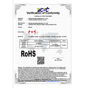 Wenling City HongFu Machinery Co.,Ltd Certifications