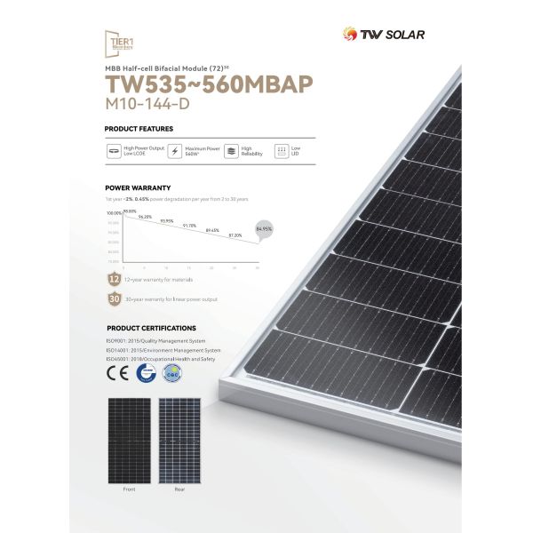 TW Home Use Solar Panels 530W - 555W