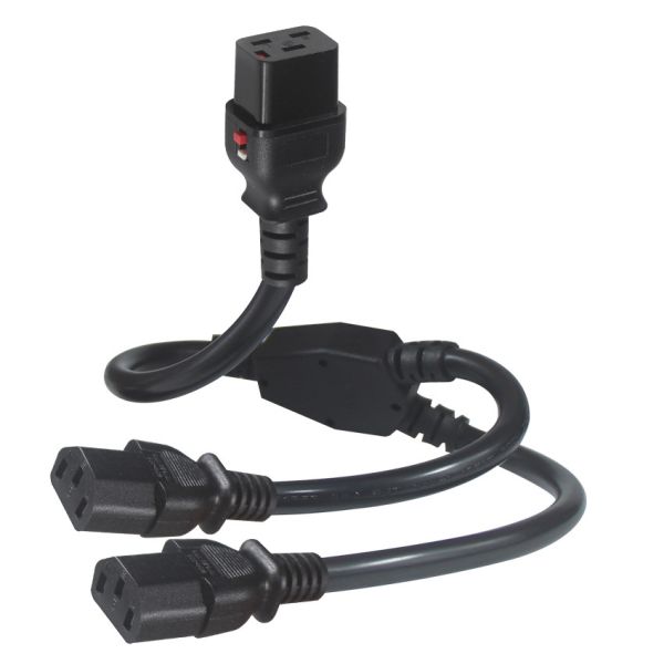 Male Pvc Ac Extension Cable Dual Iec 320 C13 To Locking C19 Splitter Power Cord 2 In 1