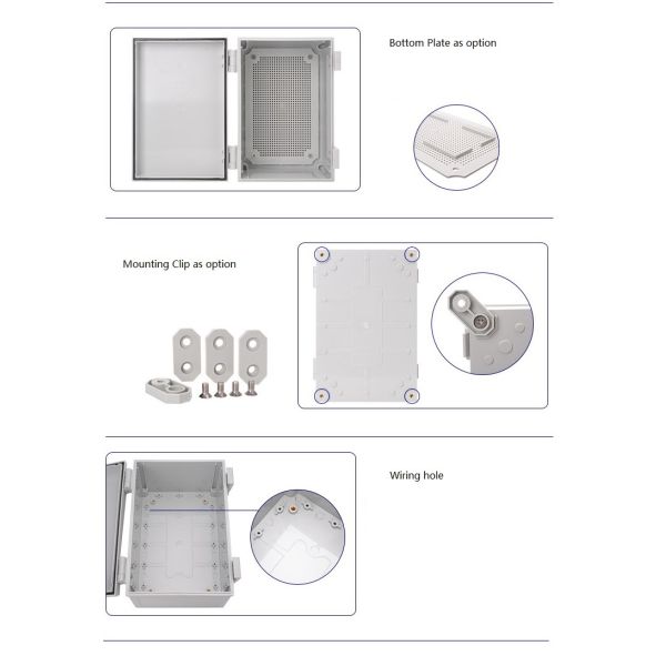 20*10*7cm IP67 Buckle Weatherproof Enclosure Hinged