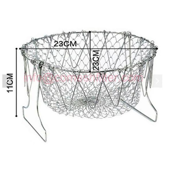 Foldable Steam Rinse Deep Fry Chef Basket , Magic Basket FDA Certificate