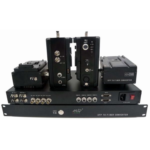 4 camera EFP fiber extender with HD-SDI,Genlock,Ethernet,Tally,Remote,Intercom and return video to fiber system