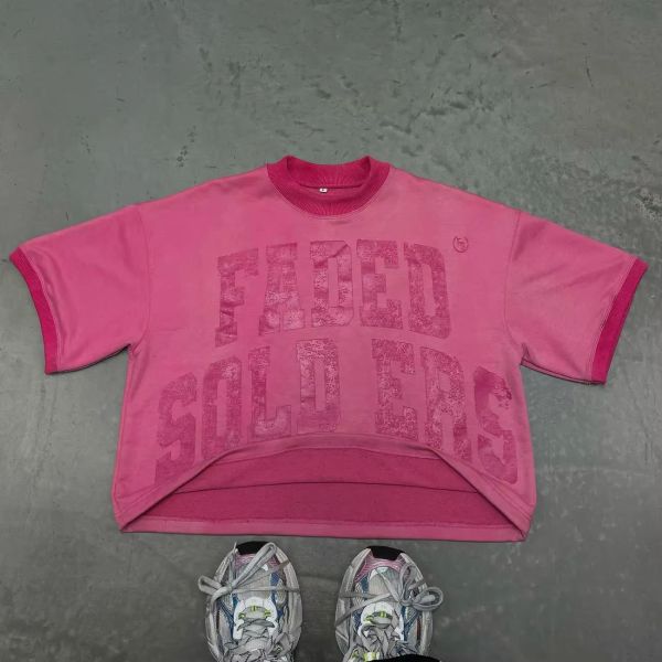 Custom Acid Wash Distressed Vintage Ringer T Shirt Jersey Graphic Terry Thick Pima Cotton Boxy T-Shirt Retro Streetwear Tee Men