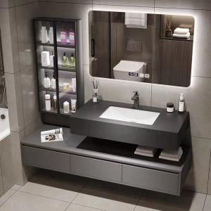  60cm Bathroom Vanity Units With Sink And Side Cabinet Wall Hung Waterproof Bathroom Cabinet Set Manufactures
