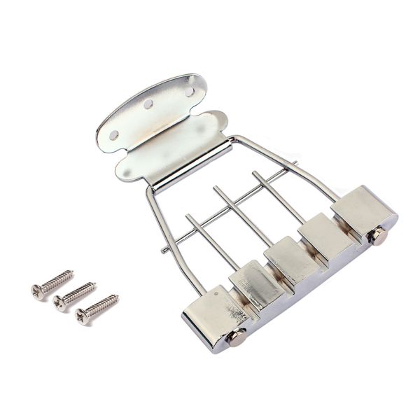 Jazz Bass Bridge Tailpiece Silver 4 Strings Low Tailpieces Replacement Zinc Alloy