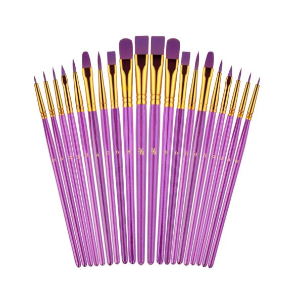Purple Nylon Hair Paint Brush Kit Face Body Paint Brush Set Customized Logo