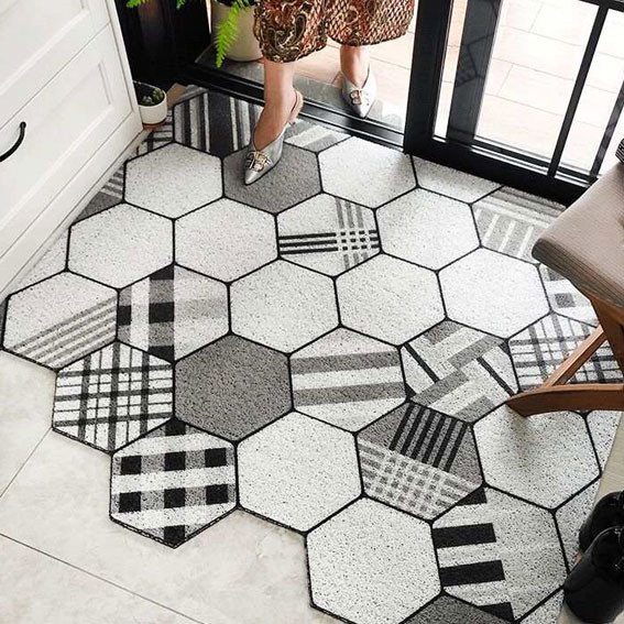 15mm Printed Kitchen Entryway Floor Mat Waterproof Hallway Runners Foam Backing