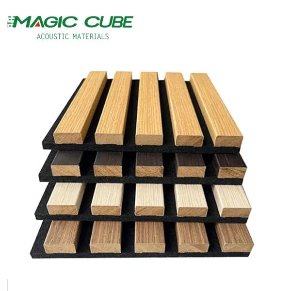 Decorative Acoustic Slatted Wood Wall Panels 3 Side Acoustic Sound Panel For Theatres