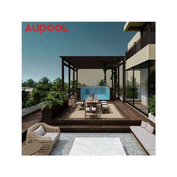 Wood plastic board coffee color above ground luxury swimming pools for holiday villages