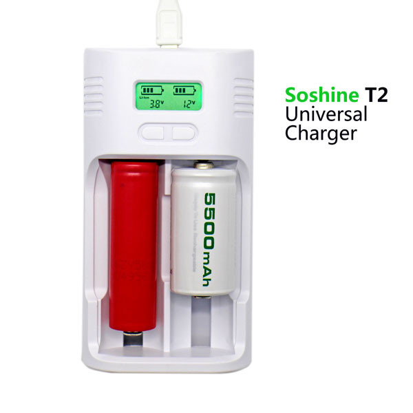 Soshine T2 LCD charger for Li-ion Ni-MH LiFePO4 26650 18650 14500 16340 C AA AAA batteries