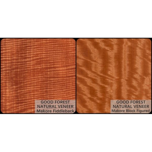 Color Makore Natural Wood Veneer Crown Cut Grain Customized Service