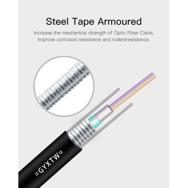 Single Mode Armoured SM GYXTW Duct Fiber Optic Cable 4core