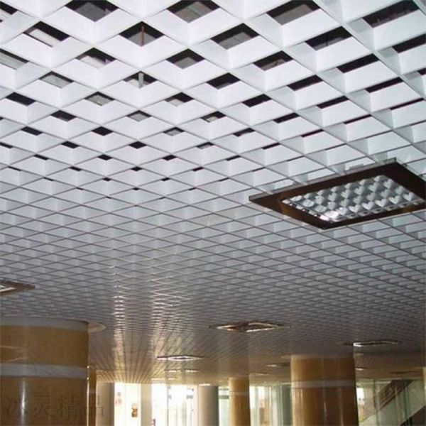 Aluminum Suspended Metal Ceiling 0.65mm Square Grille Tube Sound Absorption