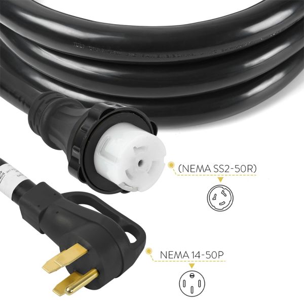 USA Power Cord Adapter for RV Trailer Motorhome & Camper 2ft 10ft 15ft 25ft Extension 50amp 14-50P SS2-50R SJTW Wire Type