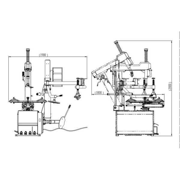 Steel Head 14-26 inch 2500kg Tilt Back Tire Changer Machine With Help Arm